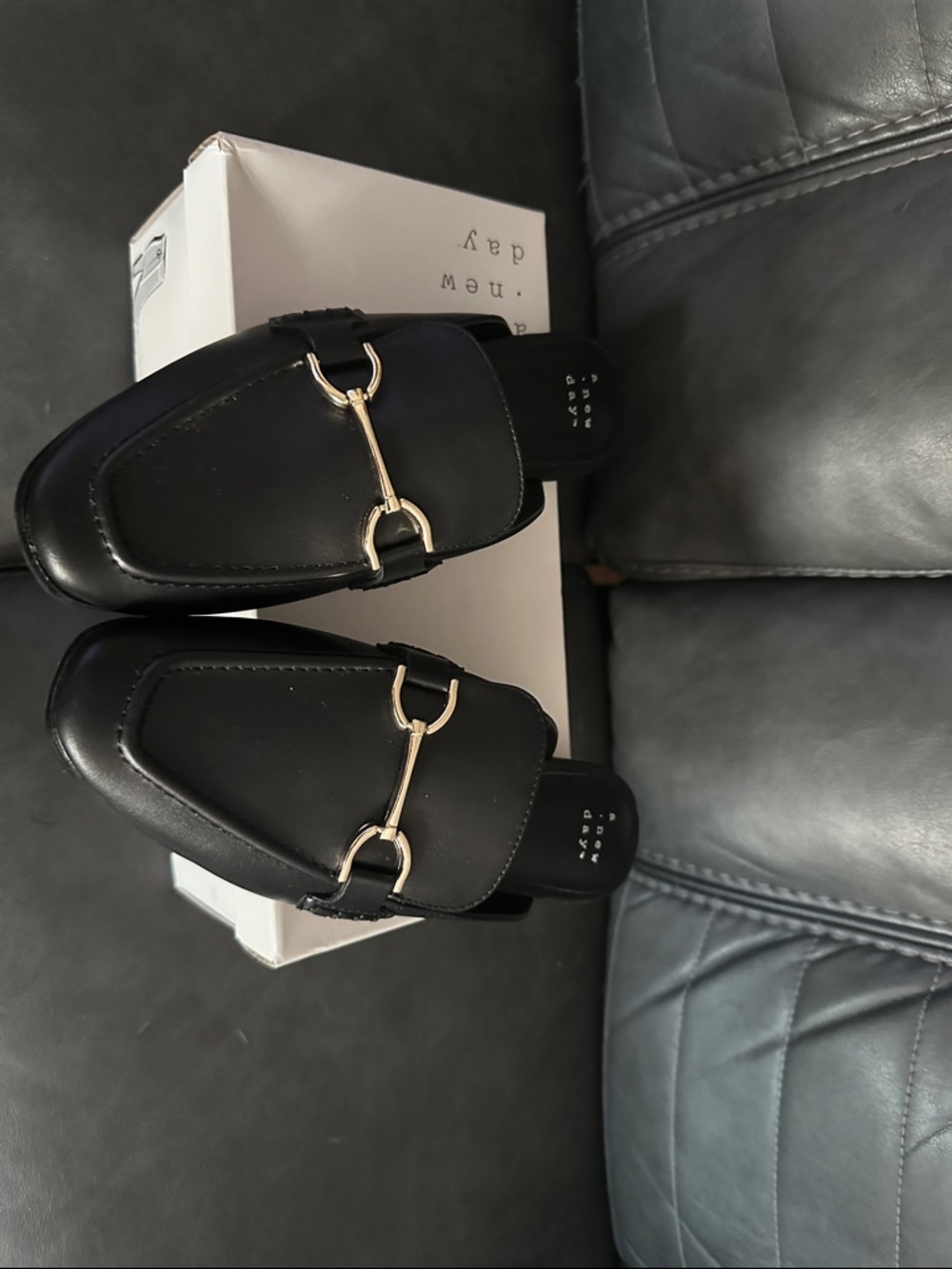 a new day Black Faux Leather Horsebit Loafers